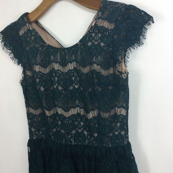 Maeve Anthropologie Womens Elsa Lace Peplum Cap Sleeve Dress Teal Blue Size XS - Picture 2 of 11
